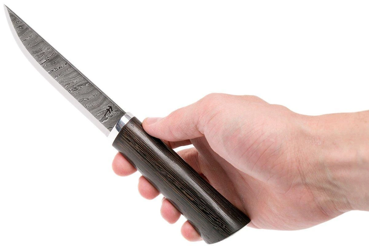 Autine Damascus Bushcrafter, Wengé, Damast, Brown RH Sheath, Cuchillo Bushcraft - Imagen 6