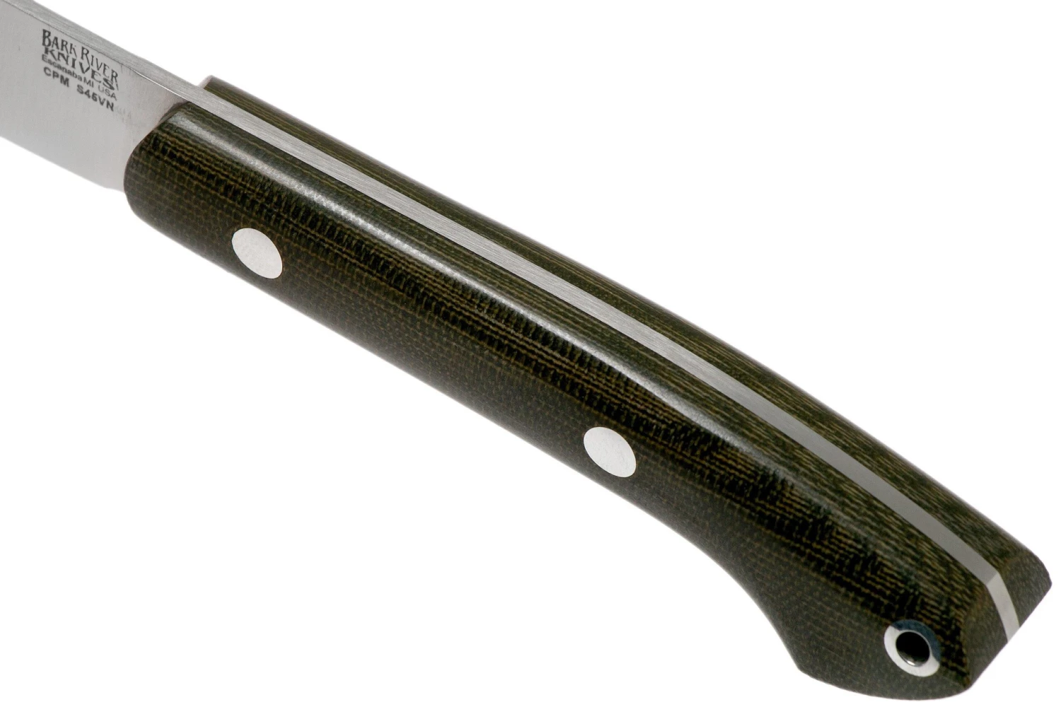 Bark River Bird & Trout CPM S45VN, Green Canvas Micarta - Imagen 5