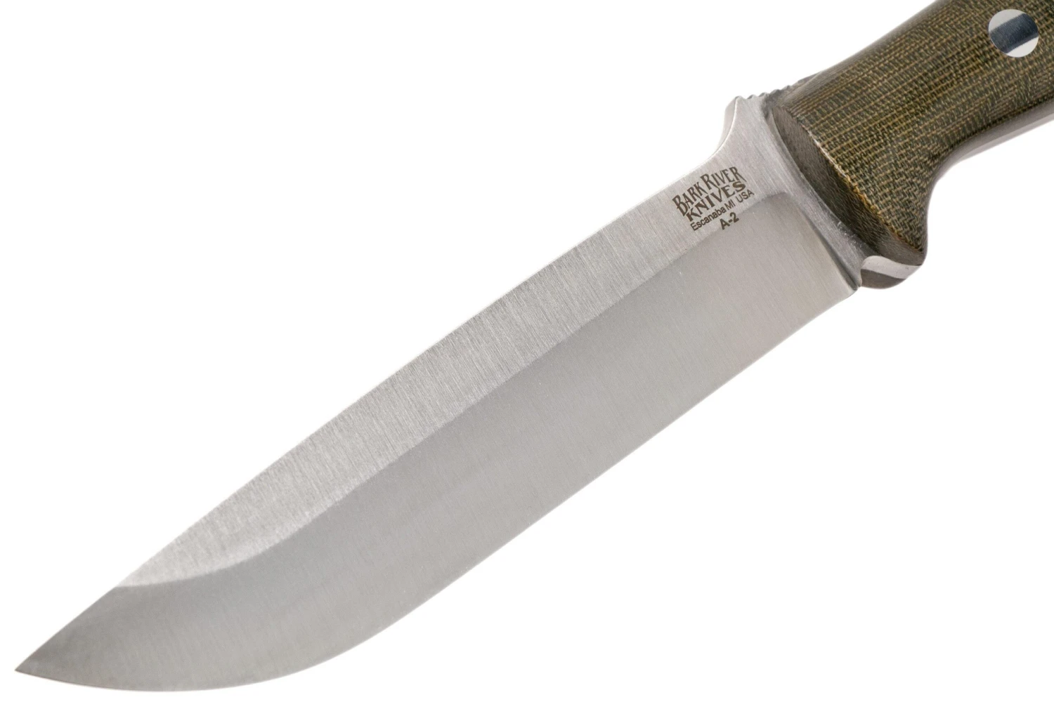 Bark River Bravo 1.5 A2 Green Canvas Micarta Cuchillo De Exterior - Imagen 3