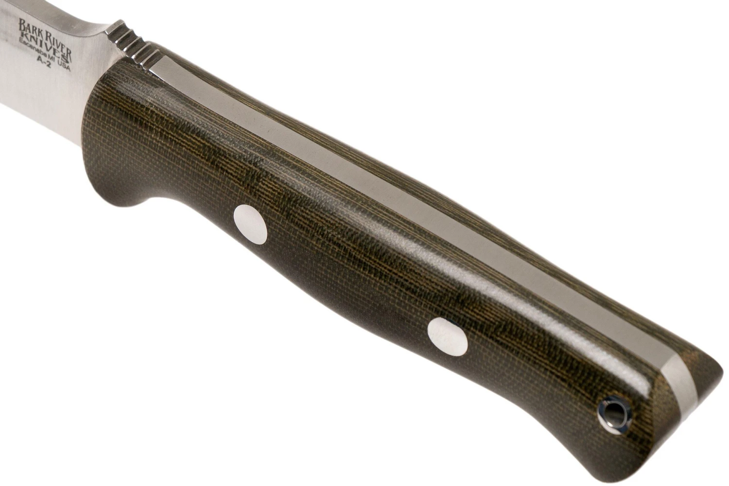 Bark River Bravo 1.5 A2 Green Canvas Micarta Cuchillo De Exterior - Imagen 5