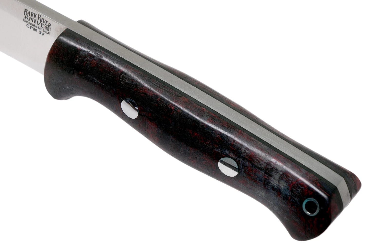 Bark River Bravo 1 CPM 3V Deep Blue & Burgundy Maple Burl Cuchillo De Exterior - Imagen 5