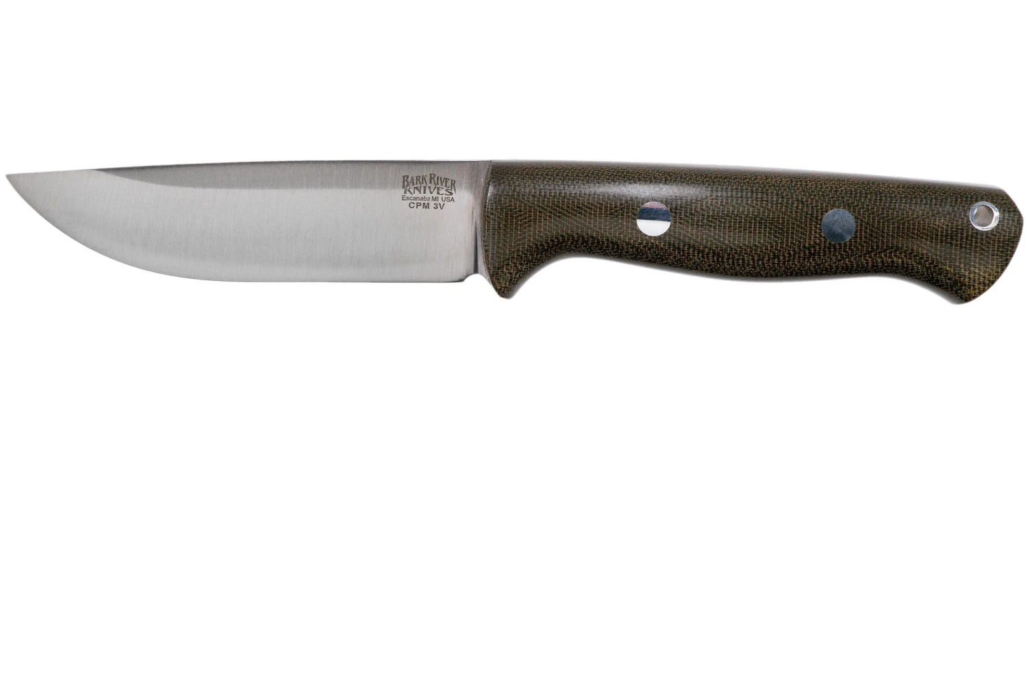 Bark River Bravo 1 LT CPM 3V Rampless, Green Canvas Micarta Cuchillo De Exterior