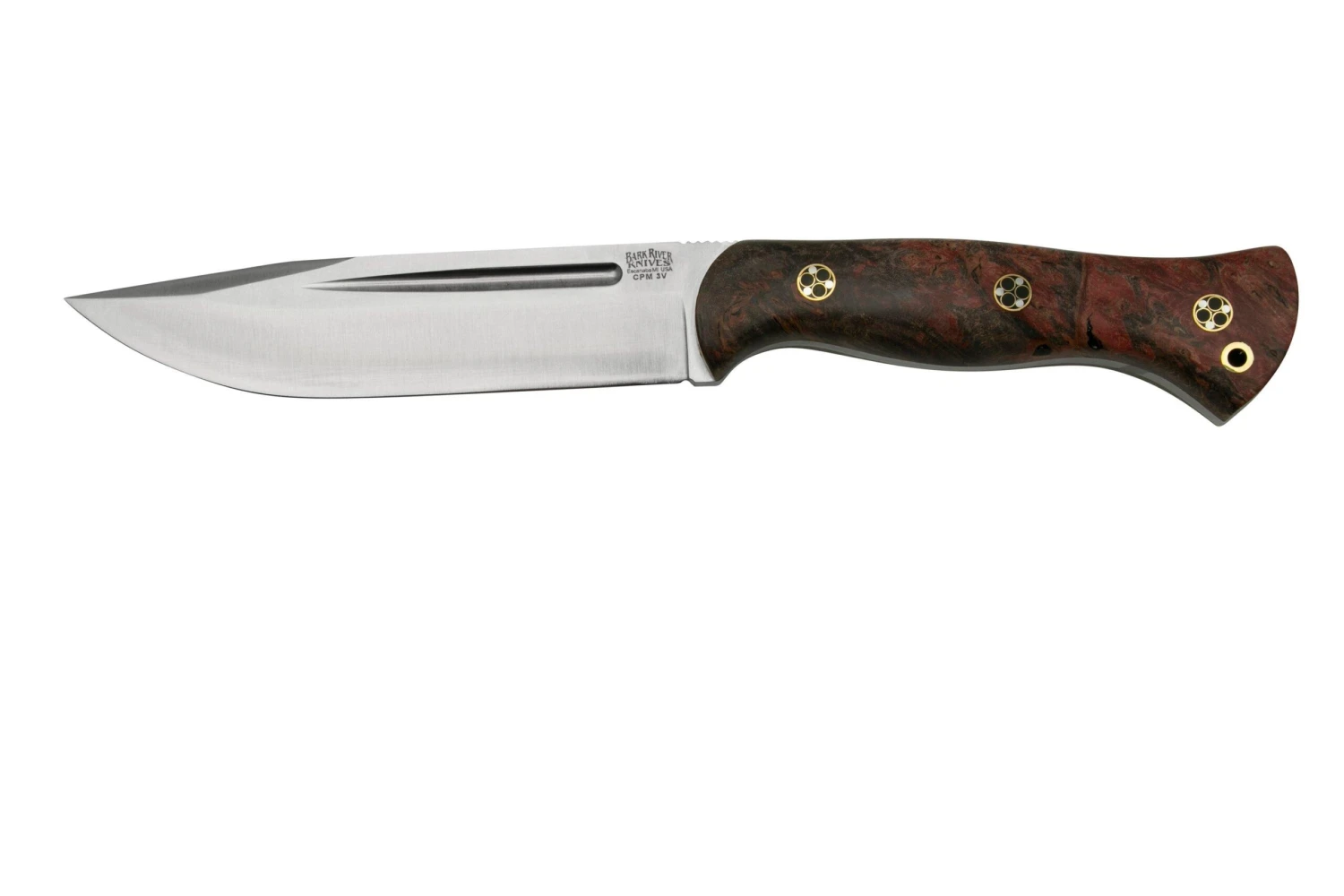 Bark River Cub CPM 3V Hellfire Maple Burl Mosaic Pins, Cuchillo De Bushcraft