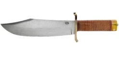 Bark River V-44 Bowie A2 Stacked Leather, Brass Double Quillion, Cuchillo Bowie