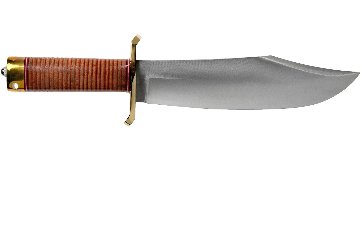 Bark River V-44 Bowie A2 Stacked Leather, Brass Double Quillion, Cuchillo Bowie - Imagen 2