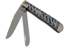 Case Medium Trapper White & Black Carbon Fiber-G10 Weave Smooth, 38920 10254 SS Navaja