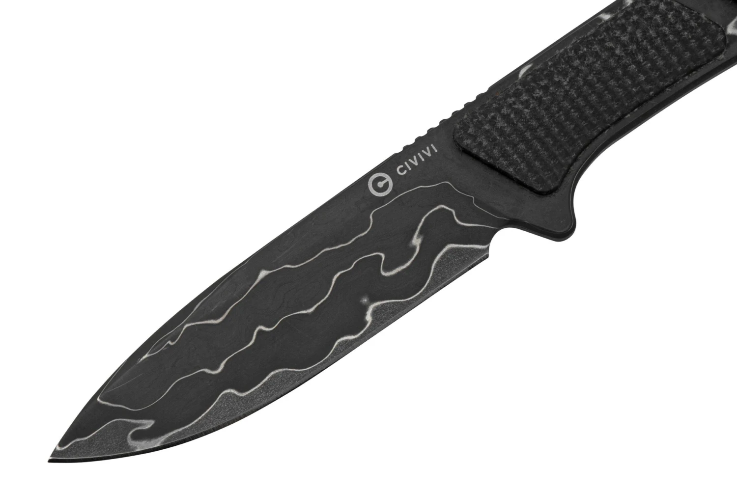 Civivi Mini Elementum Fixed Blade C23010-DS1 Dark Green Canvas Micarta, Damascus Cuchillo De Cuello - Imagen 3