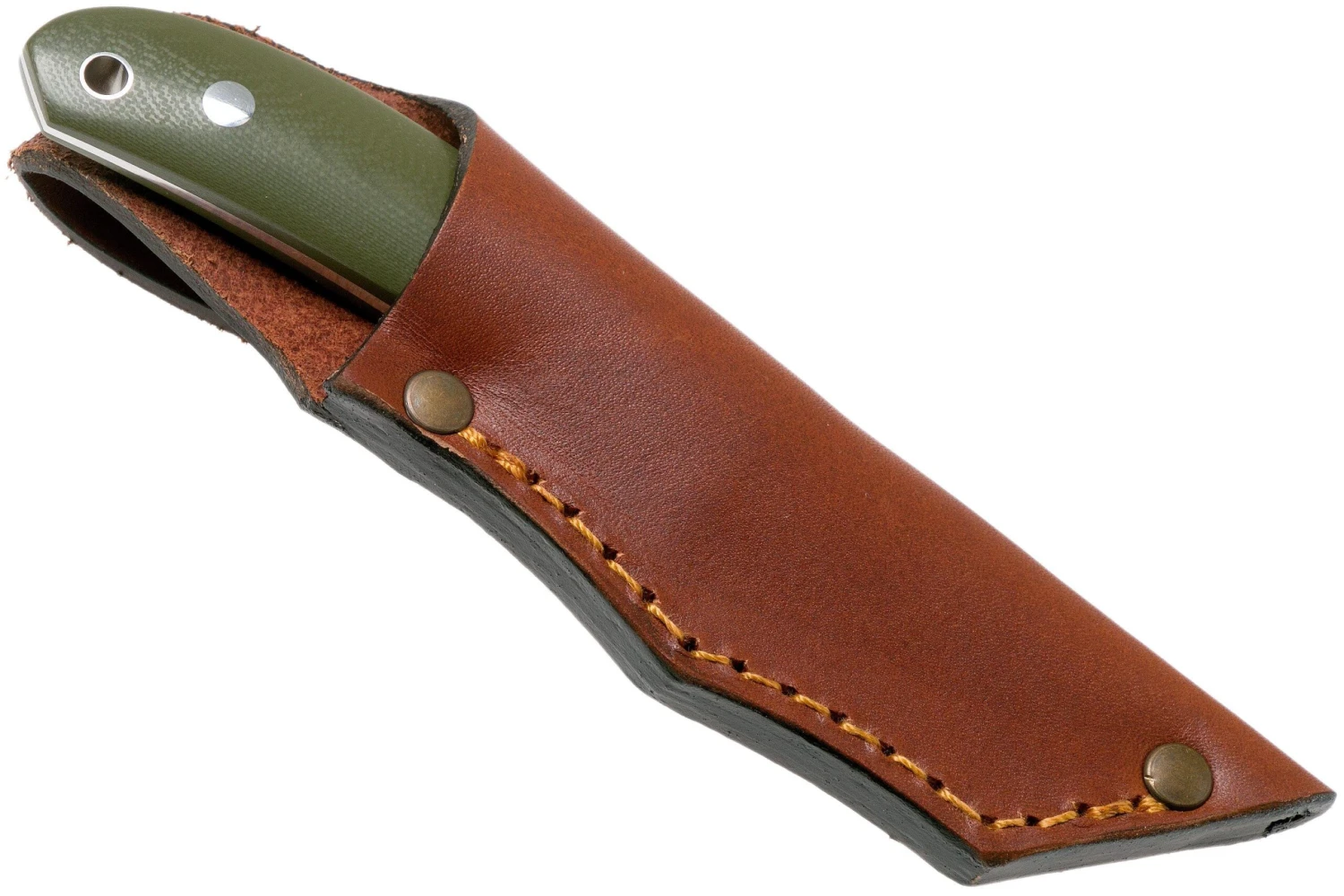 Casström Safari Olive G10 Cuchillo De Caza 10607 Leather Sheath, Alan Wood Design - Imagen 6