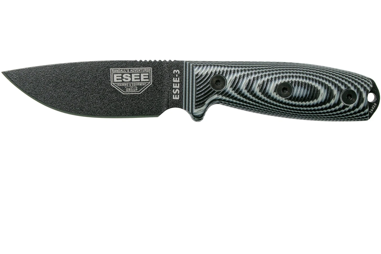 ESEE Model 3 Black Blade 3D Grey-Black G10 Cuchillo De Supervivencia 3PMB-002 Funda Negra + Clip Para Cintur贸n