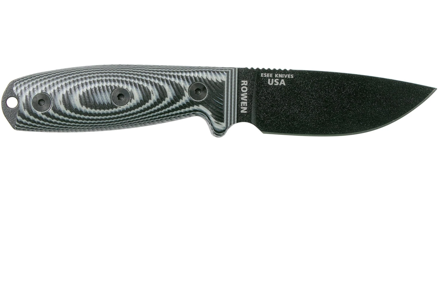 ESEE Model 3 Black Blade 3D Grey-Black G10 Cuchillo De Supervivencia 3PMB-002 Funda Negra + Clip Para Cintur贸n - Imagen 2