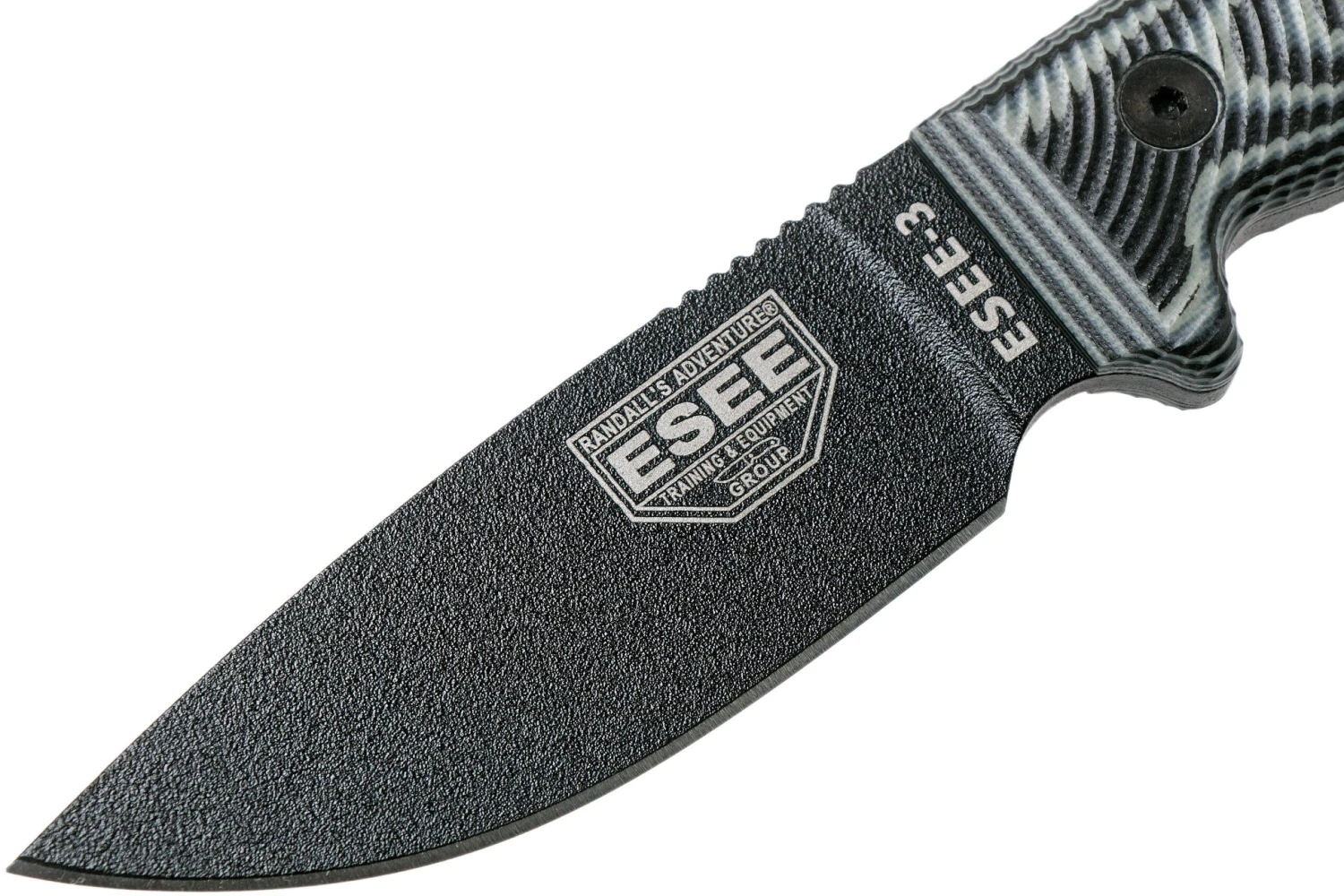 ESEE Model 3 Black Blade 3D Grey-Black G10 Cuchillo De Supervivencia 3PMB-002 Funda Negra + Clip Para Cintur贸n - Imagen 3