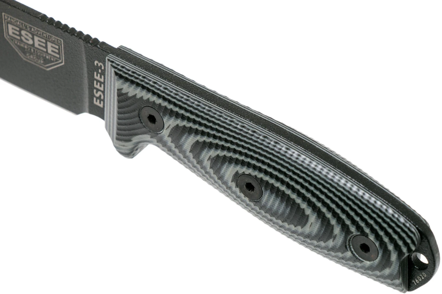 ESEE Model 3 Black Blade 3D Grey-Black G10 Cuchillo De Supervivencia 3PMB-002 Funda Negra + Clip Para Cintur贸n - Imagen 5