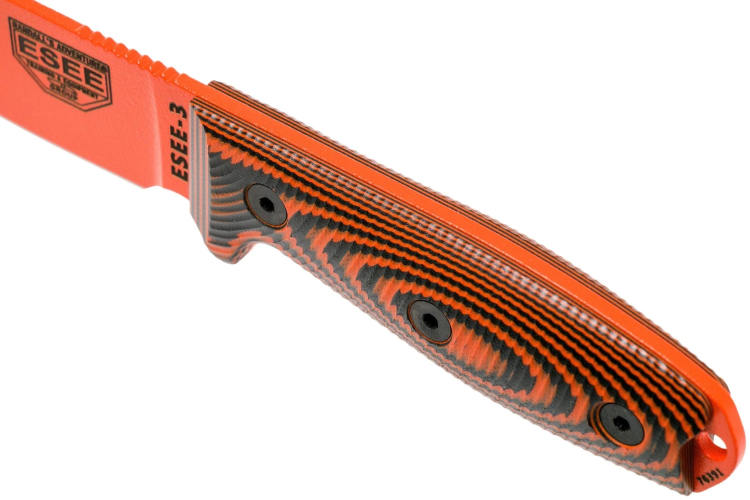 ESEE Model 3 Orange Blade 3D Orange-Black G10 Cuchillo De Supervivencia 3PMOR-006 Funda Negra + Clip Para Cinturón - Imagen 5