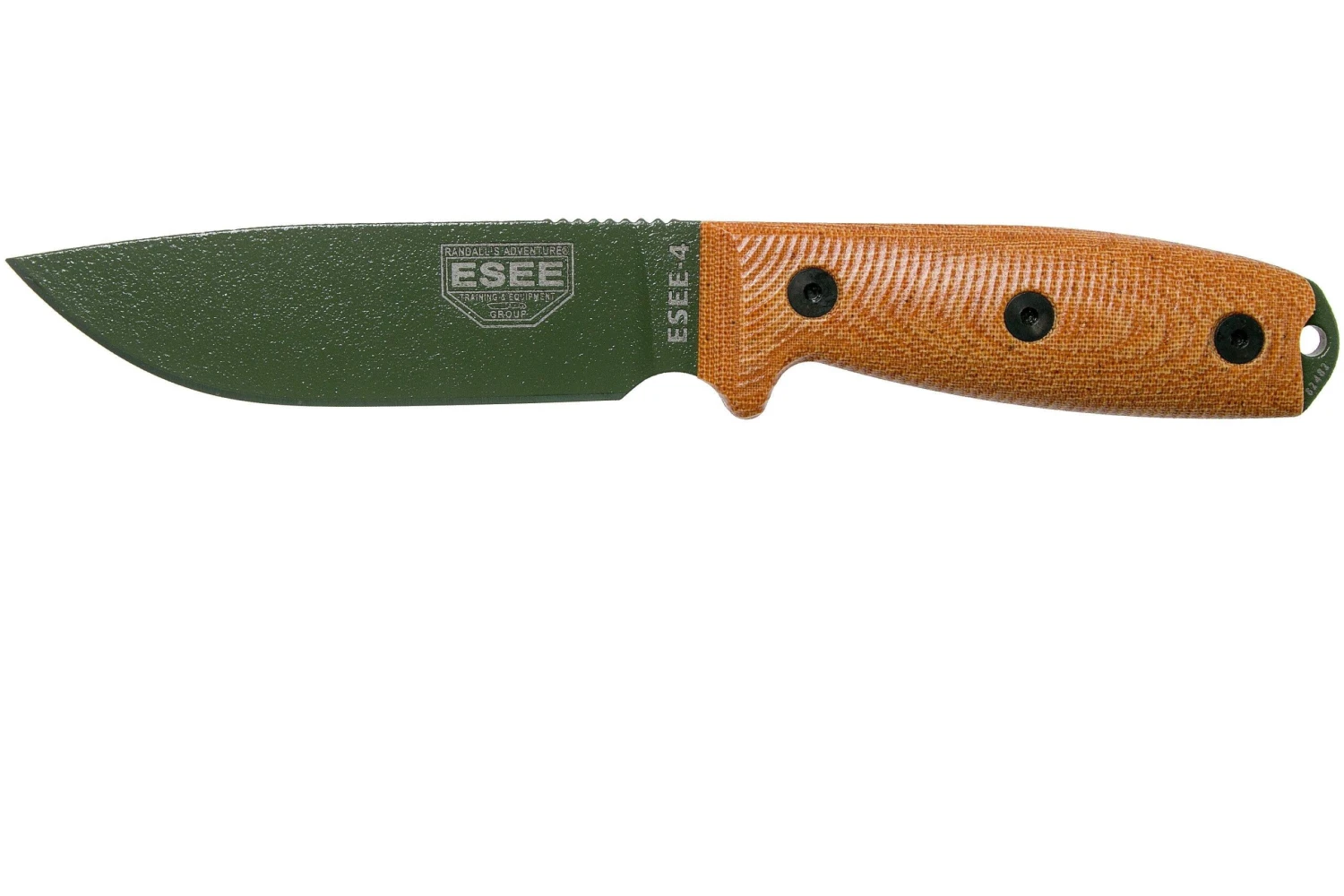 ESEE Model 4 OD Green Blade 3D Natural Canvas Micarta Cuchillo De Supervivencia 4POD-011 Funda Negra + Clip Para Cintur贸n