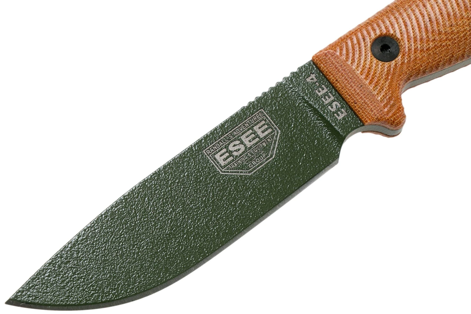 ESEE Model 4 OD Green Blade 3D Natural Canvas Micarta Cuchillo De Supervivencia 4POD-011 Funda Negra + Clip Para Cintur贸n - Imagen 3