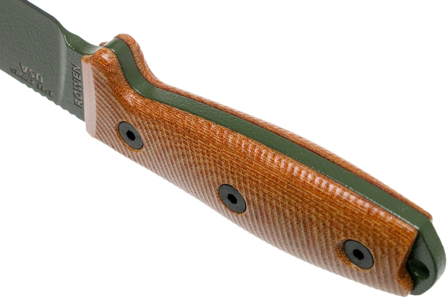 ESEE Model 4 OD Green Blade 3D Natural Canvas Micarta Cuchillo De Supervivencia 4POD-011 Funda Negra + Clip Para Cintur贸n - Imagen 4