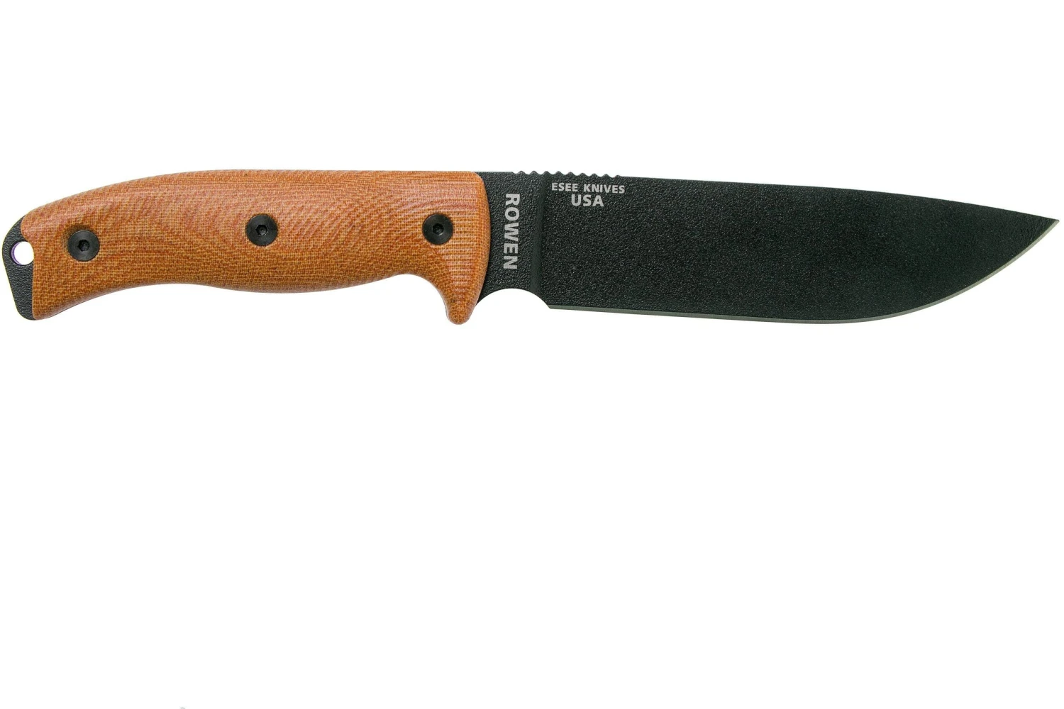 ESEE Model 6 Black Blade 3D Natural Canvas Micarta Cuchillo De Supervivencia 6PB-011 Funda Negra + Clip Plate - Imagen 2