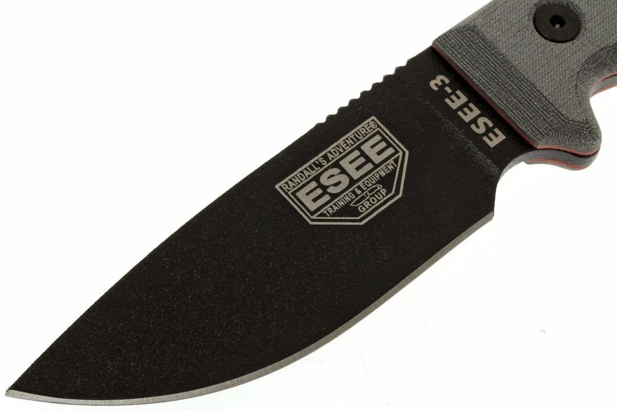 ESEE Model 3 Black Blade, Grey Handle 3P-KO Cuchillo De Supervivencia Sin Funda - Imagen 2