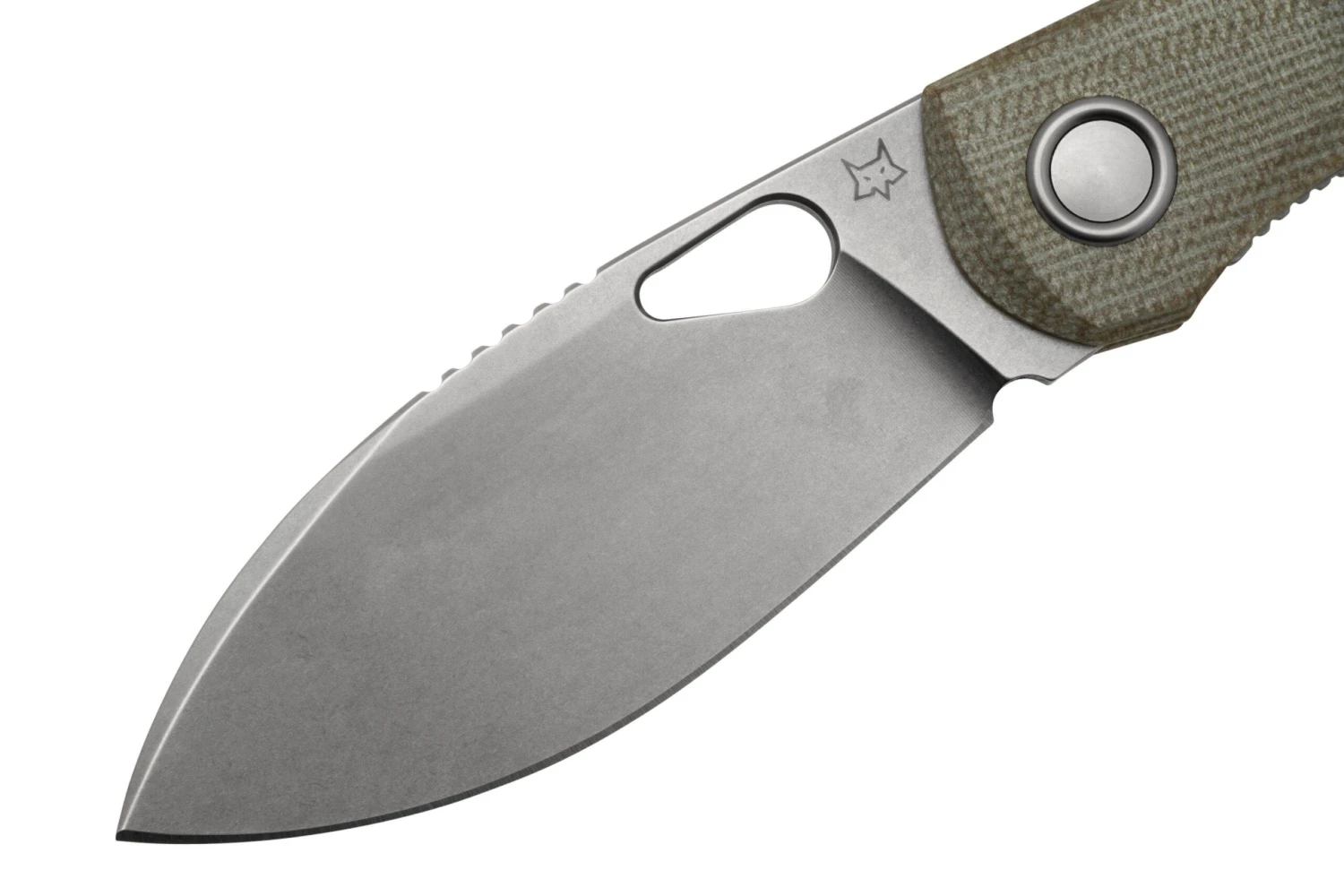 Fox Chilin FX-530-MOD Stonewashed M398, OD Green Micarta Navaja, Diseño Jesper Voxnaes - Imagen 3