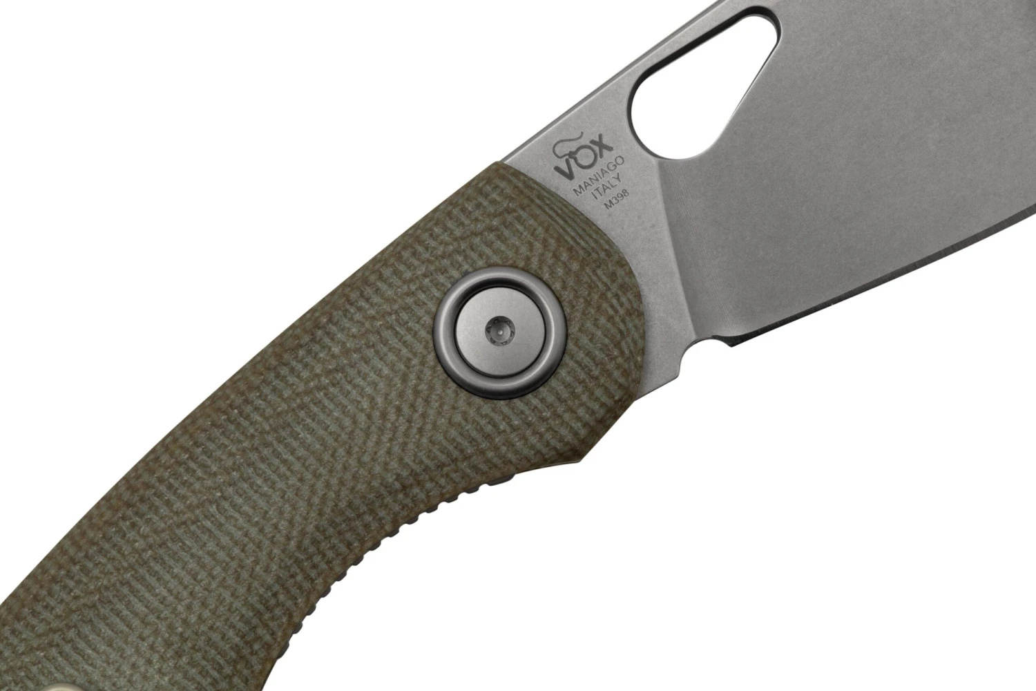 Fox Chilin FX-530-MOD Stonewashed M398, OD Green Micarta Navaja, Diseño Jesper Voxnaes - Imagen 5