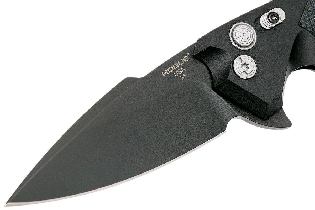 Hogue X5 3.5 Spearpoint 34579 Buttonlock Flipper Navaja, Black Finish" - Imagen 3