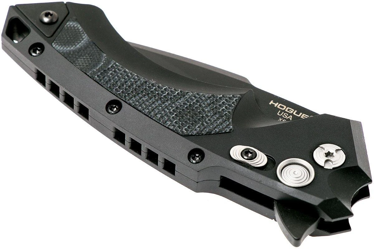 Hogue X5 3.5 Spearpoint 34579 Buttonlock Flipper Navaja, Black Finish" - Imagen 4