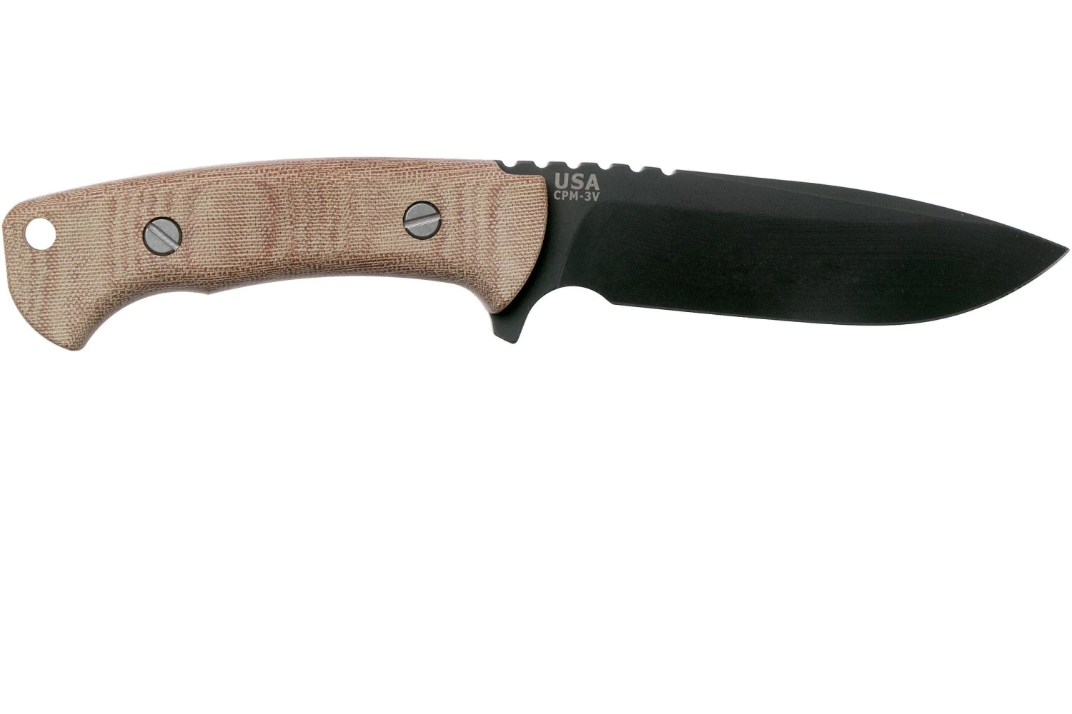 Rick Hinderer Ranch Harpoon Spanto Black DLC Natural Micarta Cuchillo De Supervivencia - Imagen 2