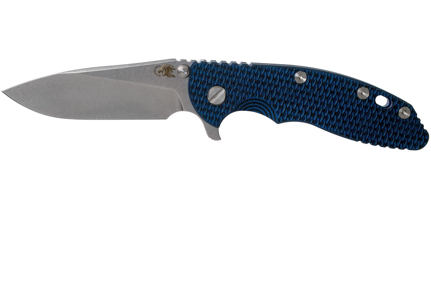 Rick Hinderer XM18 3,5” 20CV Slicer, Blue Ti, Blue-Black G10 Navaja