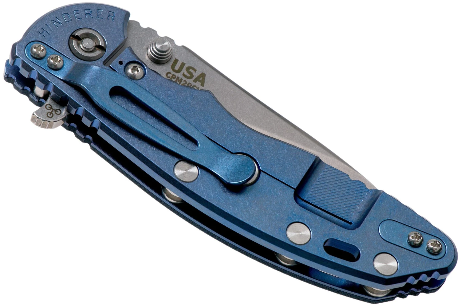 Rick Hinderer XM18 3,5” 20CV Slicer, Blue Ti, Blue-Black G10 Navaja - Imagen 4