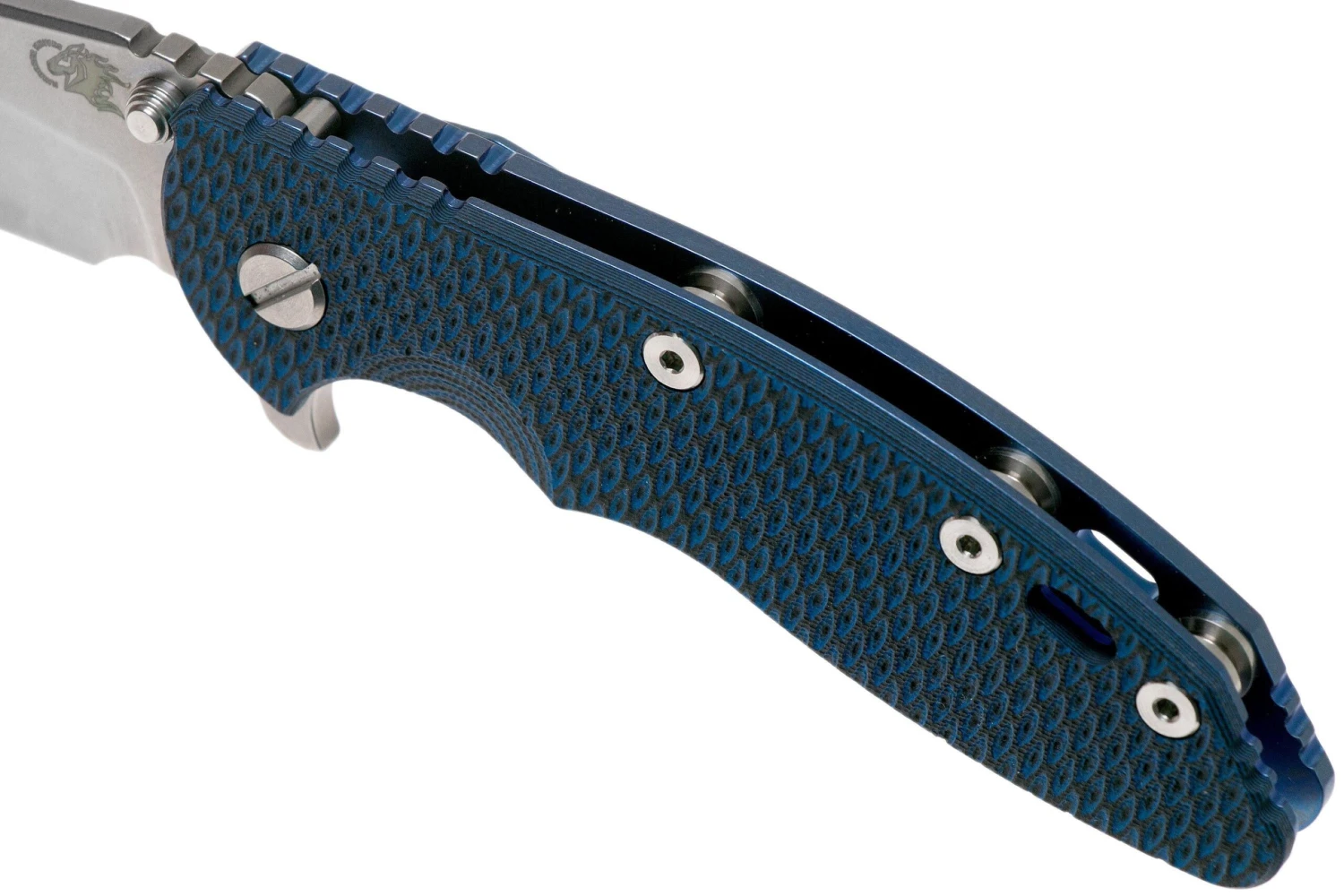 Rick Hinderer XM18 3,5” 20CV Slicer, Blue Ti, Blue-Black G10 Navaja - Imagen 7