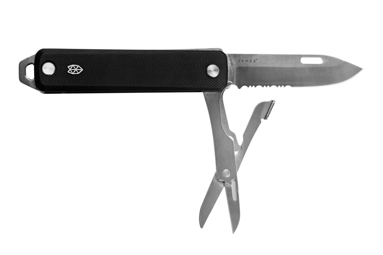 The James Brand The Ellis Scissors Serrated Black G10 Stainless KN119101-01 Navaja