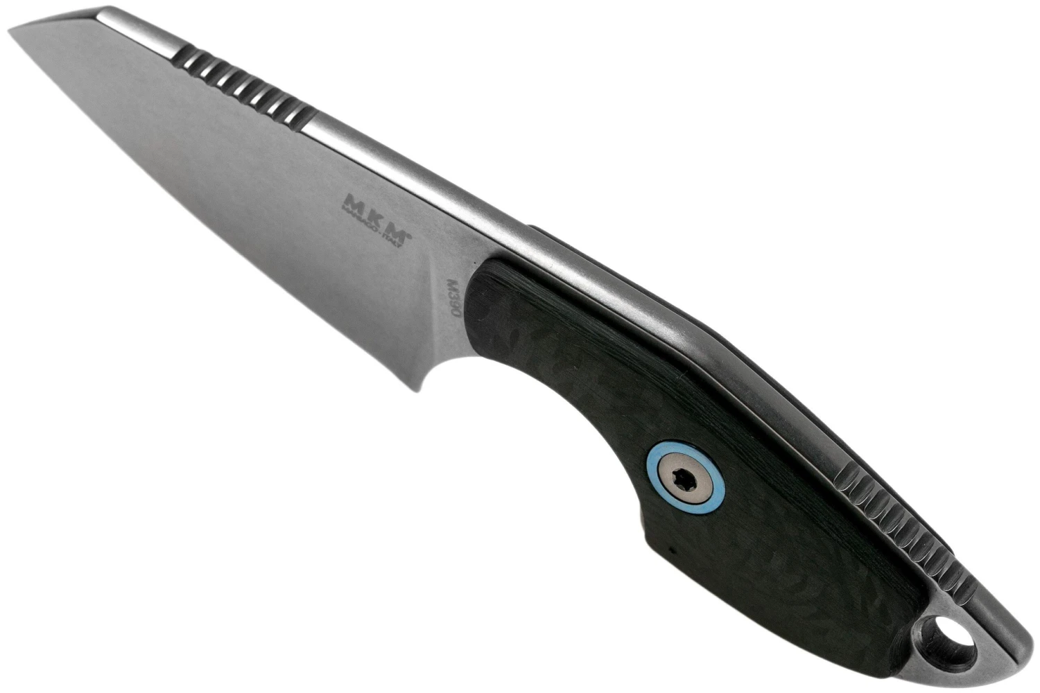 MKM Mikro 2 Wharncliffe, Stonewashed Carbon Fibre Cuchillo De Cuello, Jesper Voxnaes Design - Imagen 4