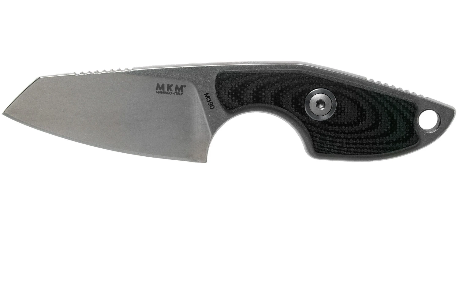 MKM Mikro 2 Wharncliffe, Stonewashed Black G10 Cuchillo De Cuello, Jesper Voxnaes Design