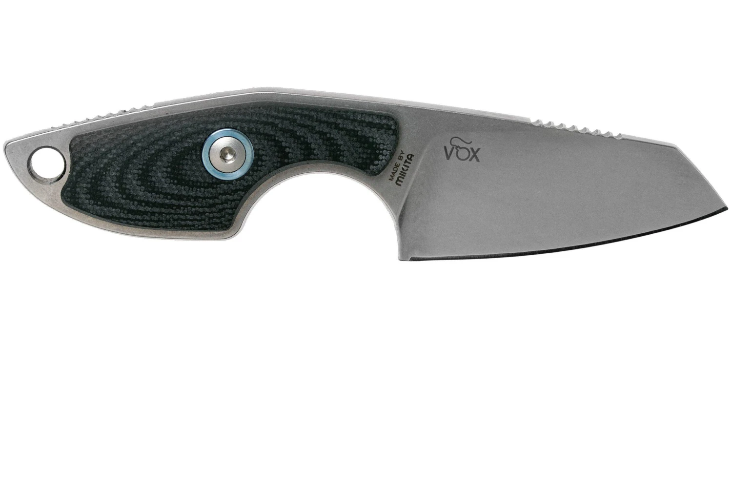 MKM Mikro 2 Wharncliffe, Stonewashed Black G10 Cuchillo De Cuello, Jesper Voxnaes Design - Imagen 2
