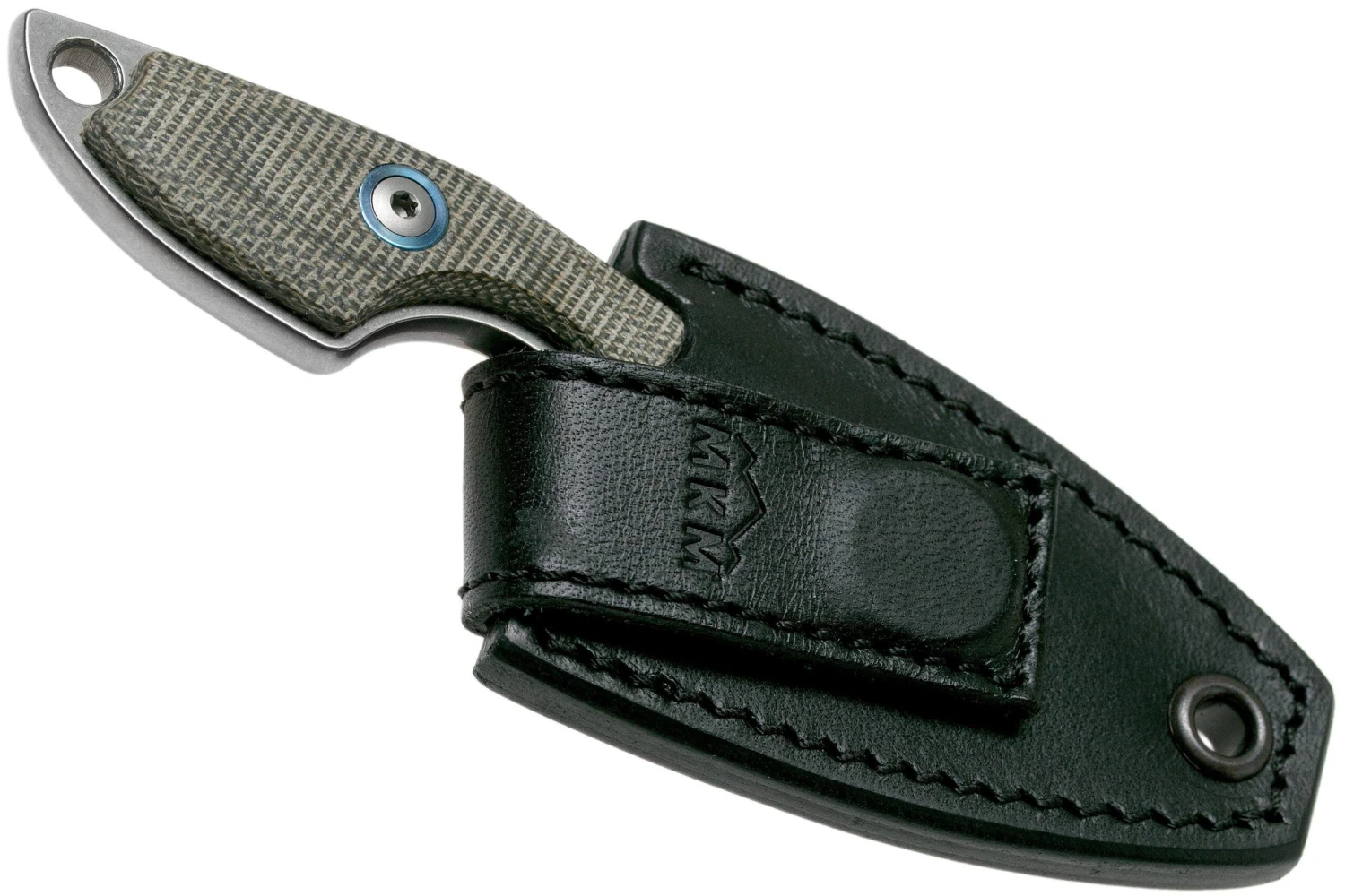 MKM Mikro 2 Wharncliffe, Stonewashed Green Canvas Micarta Cuchillo De Cuello, Jesper Voxnaes Design - Imagen 5