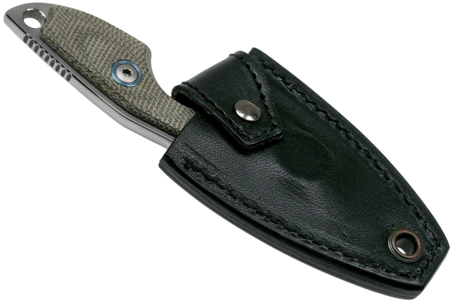 MKM Mikro 2 Wharncliffe, Stonewashed Green Canvas Micarta Cuchillo De Cuello, Jesper Voxnaes Design - Imagen 6