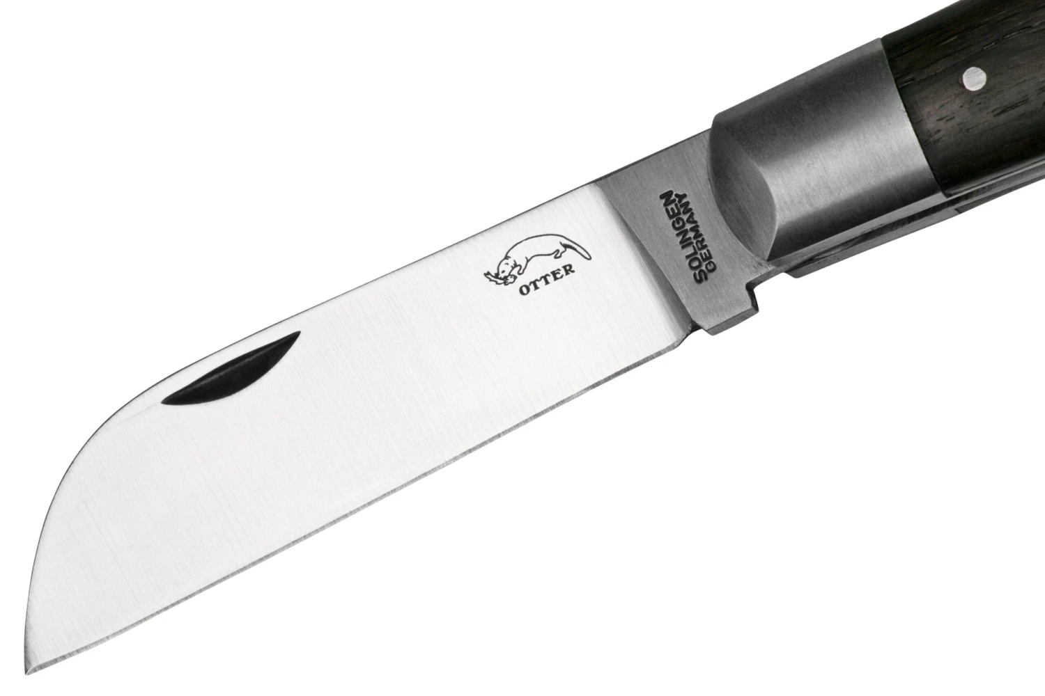 Otter Anchor Knife 172 LB Large Carbon, Smoked Oak, Stainless Anchor, Leather Strap, Navaja - Imagen 3