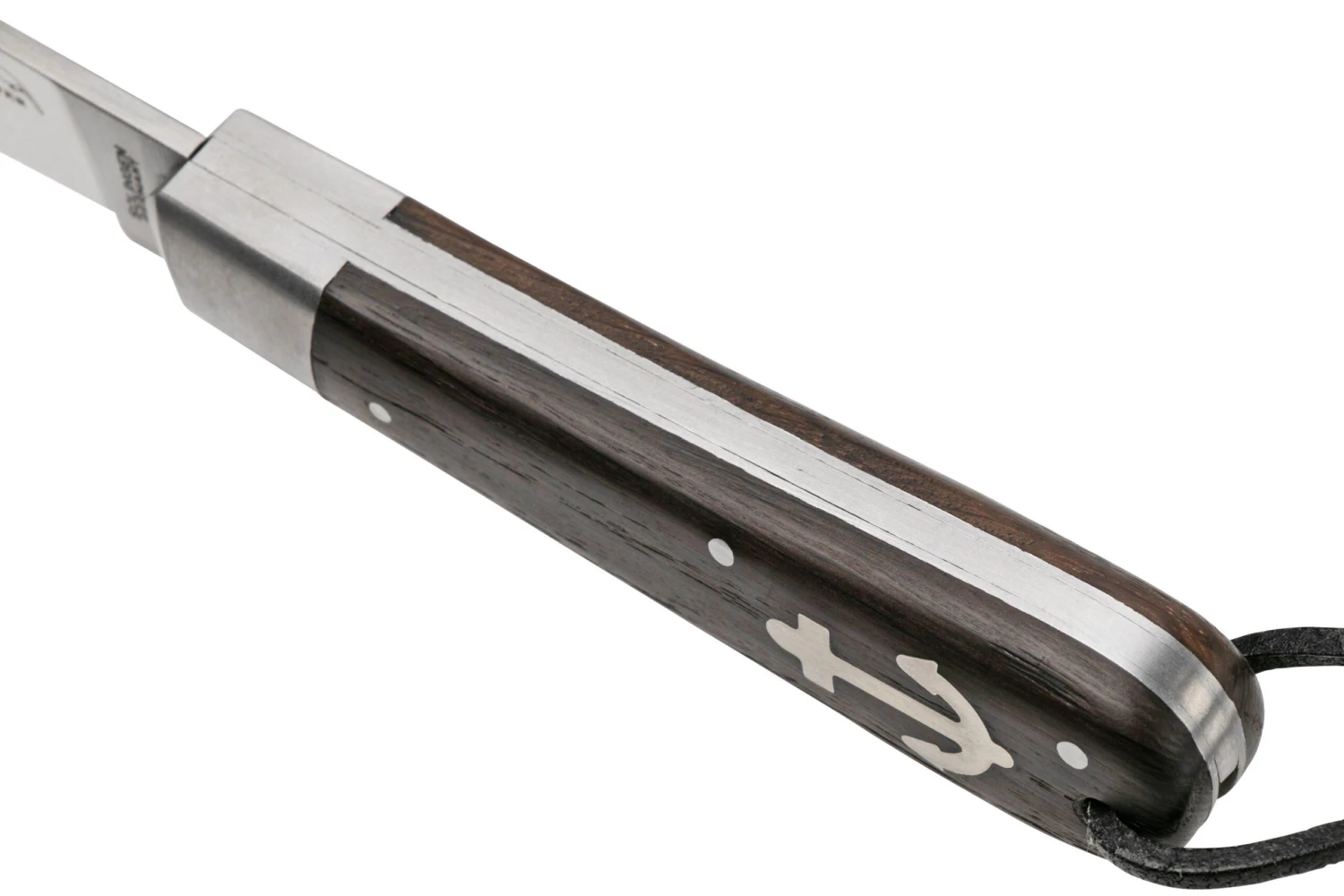 Otter Anchor Knife 172 LB Large Carbon, Smoked Oak, Stainless Anchor, Leather Strap, Navaja - Imagen 7