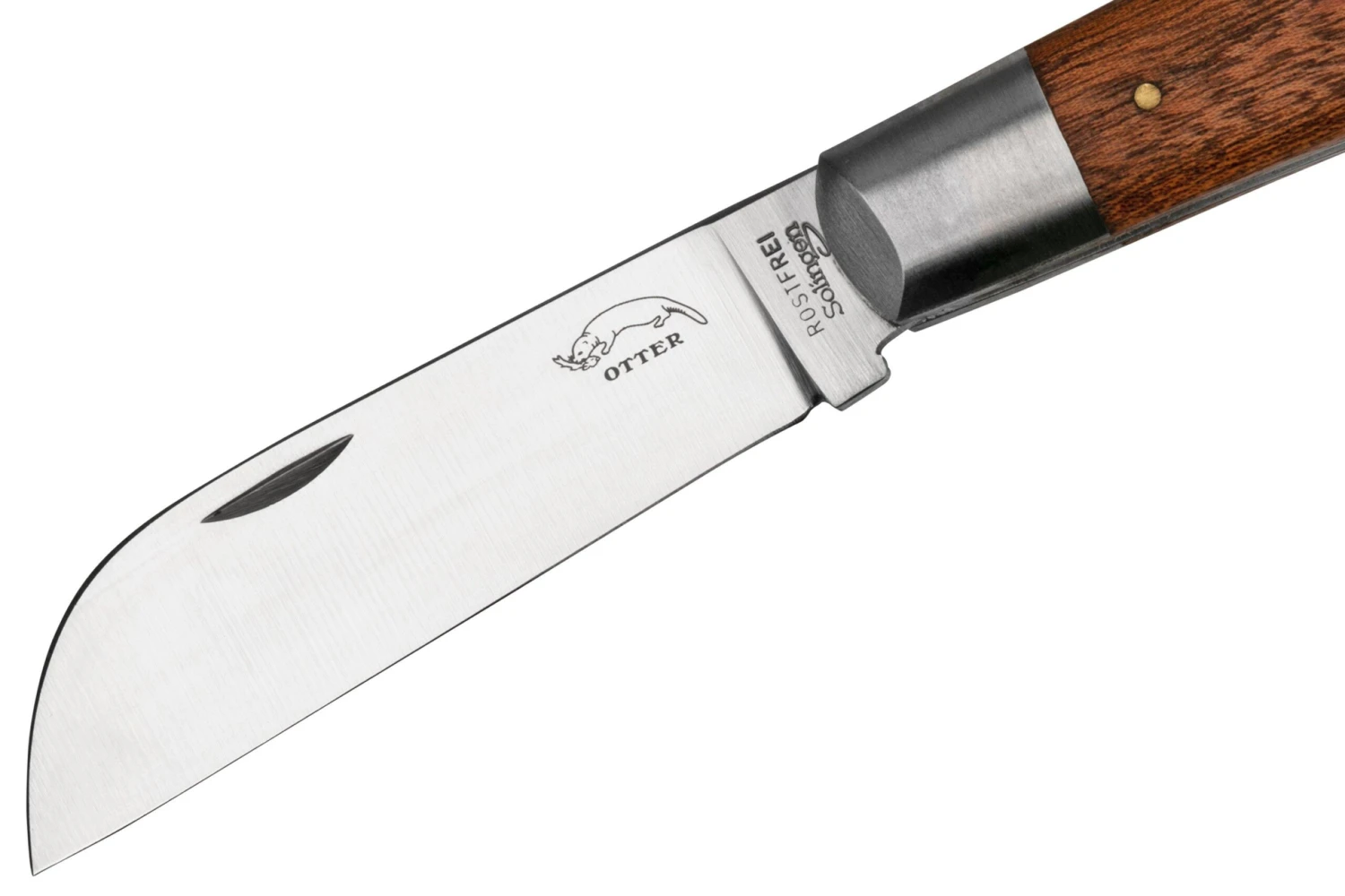 Otter Anchor Knife 173 R Large Stainless, Sapeli, Brass Anchor, Navaja - Imagen 3