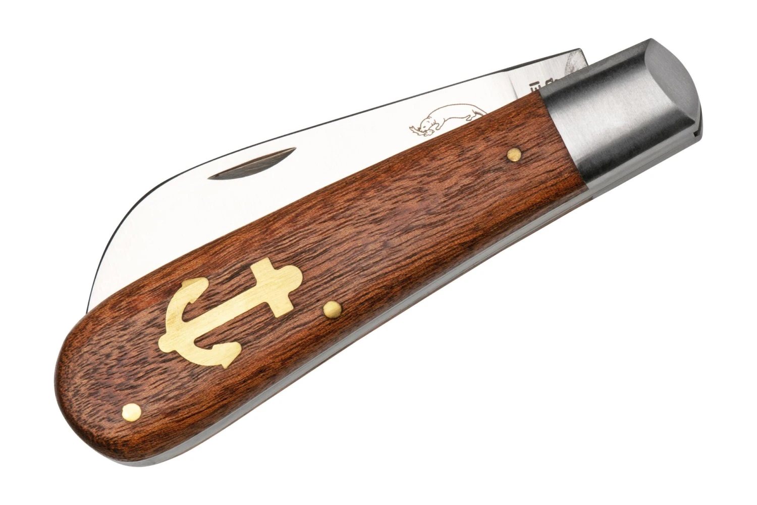 Otter Anchor Knife 173 R Large Stainless, Sapeli, Brass Anchor, Navaja - Imagen 4