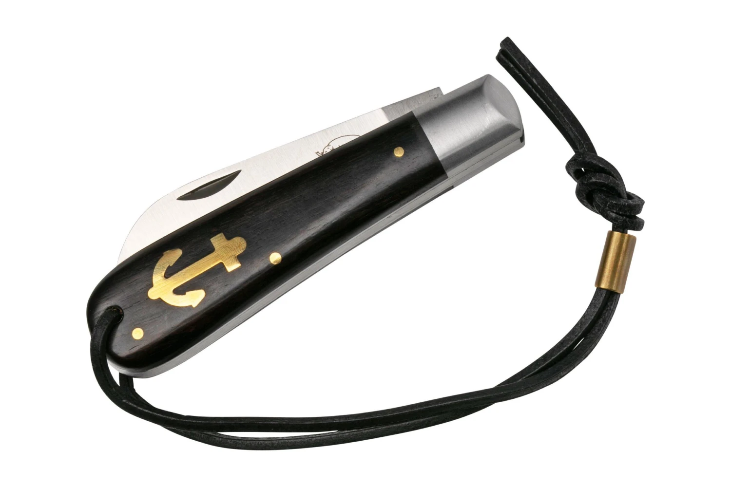 Otter Anchor Knife SET 173 Large Stainless, Grenadilla, Brass Anchor, Leather Strap Navaja - Imagen 6