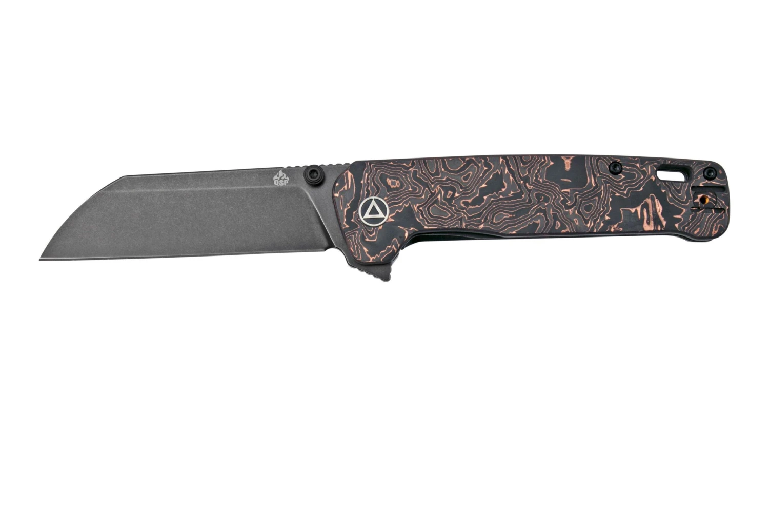 QSP Knife Penguin XL QS130XL-E2, Blackwashed 20CV, Copper Foil Carbon Fibre Navaja