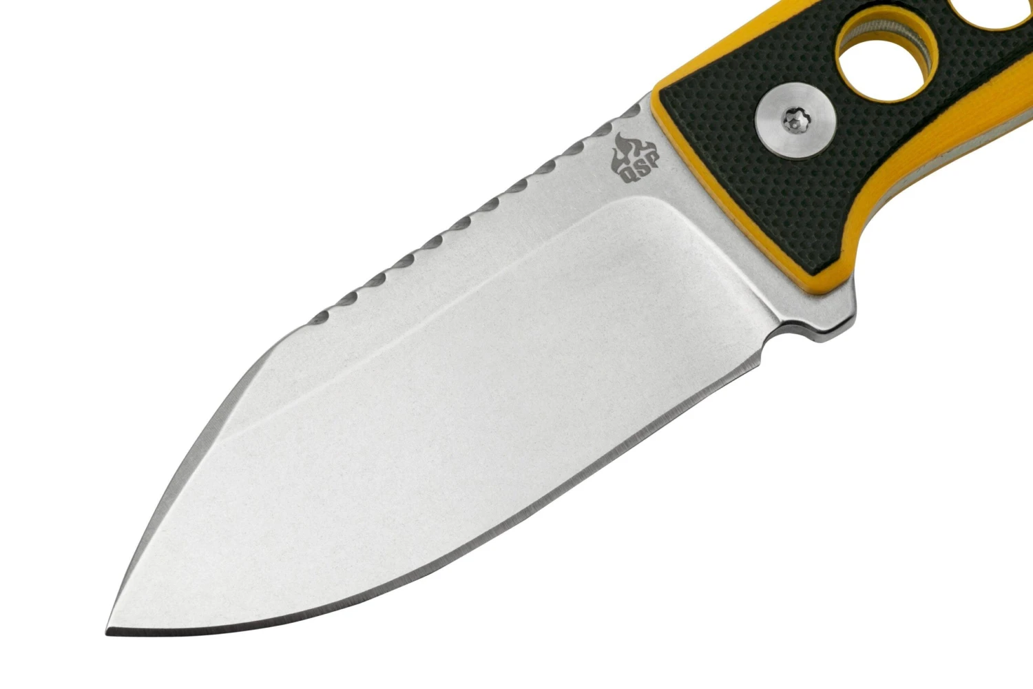 QSP Knife Canary QS141-A1 Stonewashed, Black Yellow G10, Cuchillo De Cuello - Imagen 3