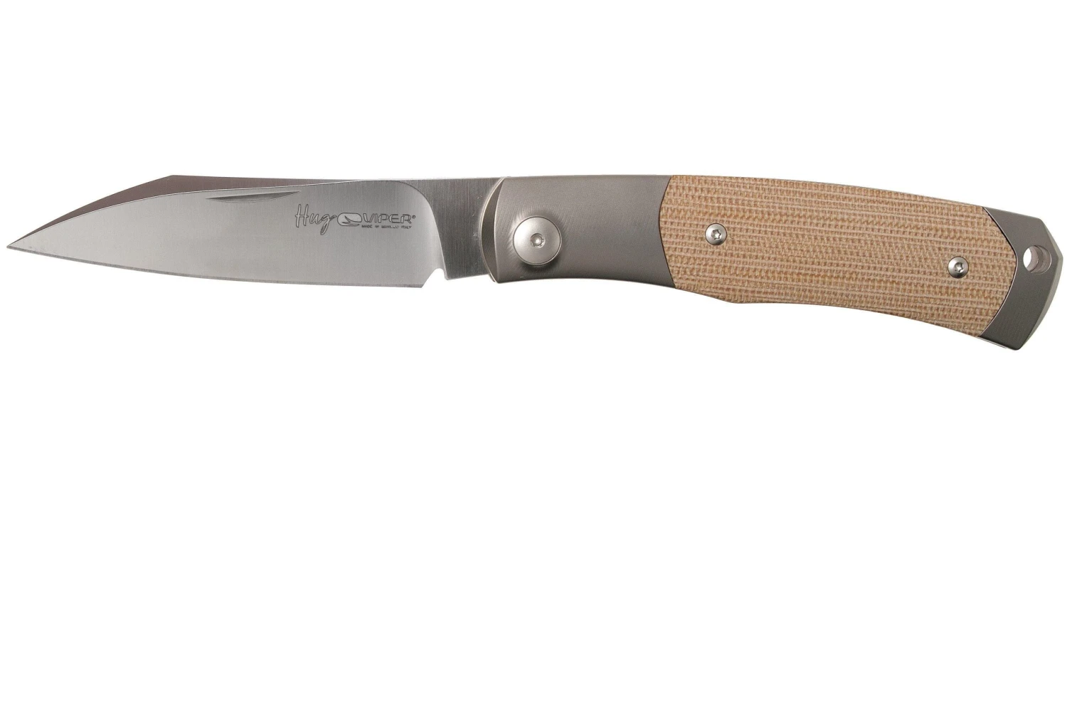 Viper Hug 2 V5994CN Natural Canvas Micarta Navaja, Diseño Sacha Thiel