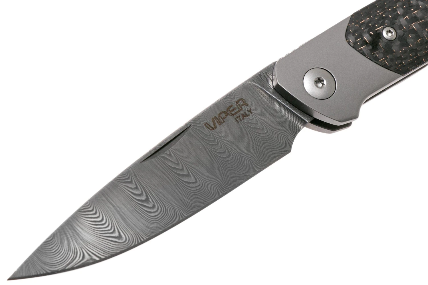 Viper Key VA5978FCB Bolster Damascus Copper Carbon Fibre Navaja - Imagen 3