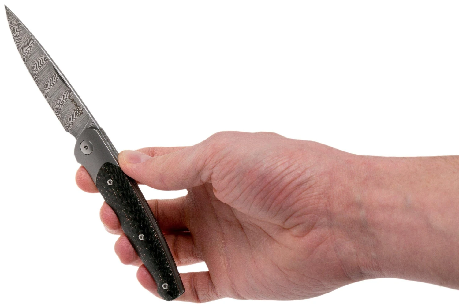 Viper Key VA5978FCB Bolster Damascus Copper Carbon Fibre Navaja - Imagen 8