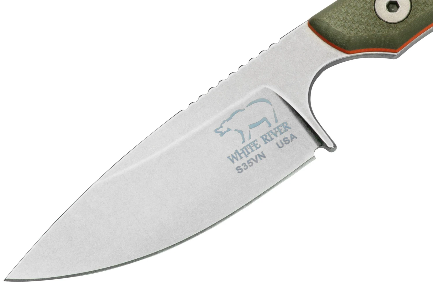 White River M1 Backpacker Pro WRM1-TGO Green/Orange G10, Funda De Kydex, Cuchillo De Cuello - Imagen 3